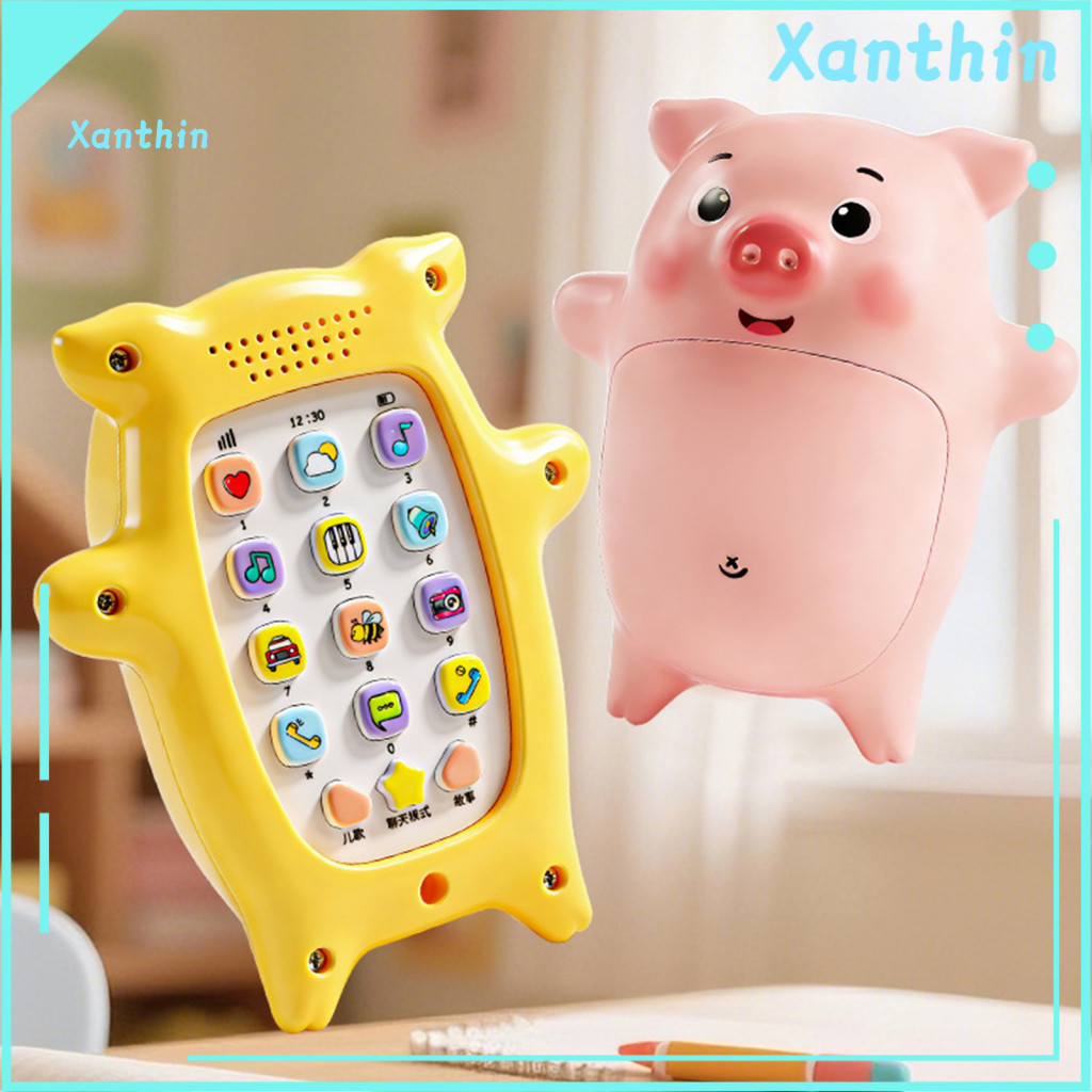 Phone Toy with Children Songs Kids Cartoon Pig 15 Adjustable Volume Buttons Children’s Storytelling Early Education Le