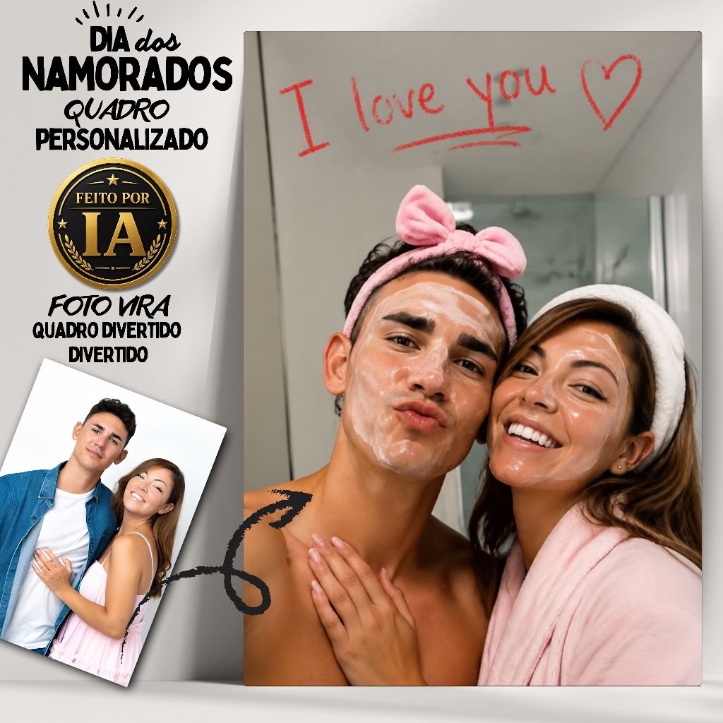 Quadro Personalizado IA Dia Dos Namorados  - Dê um presente Exclusivo! - Modelo Skincare do Amor