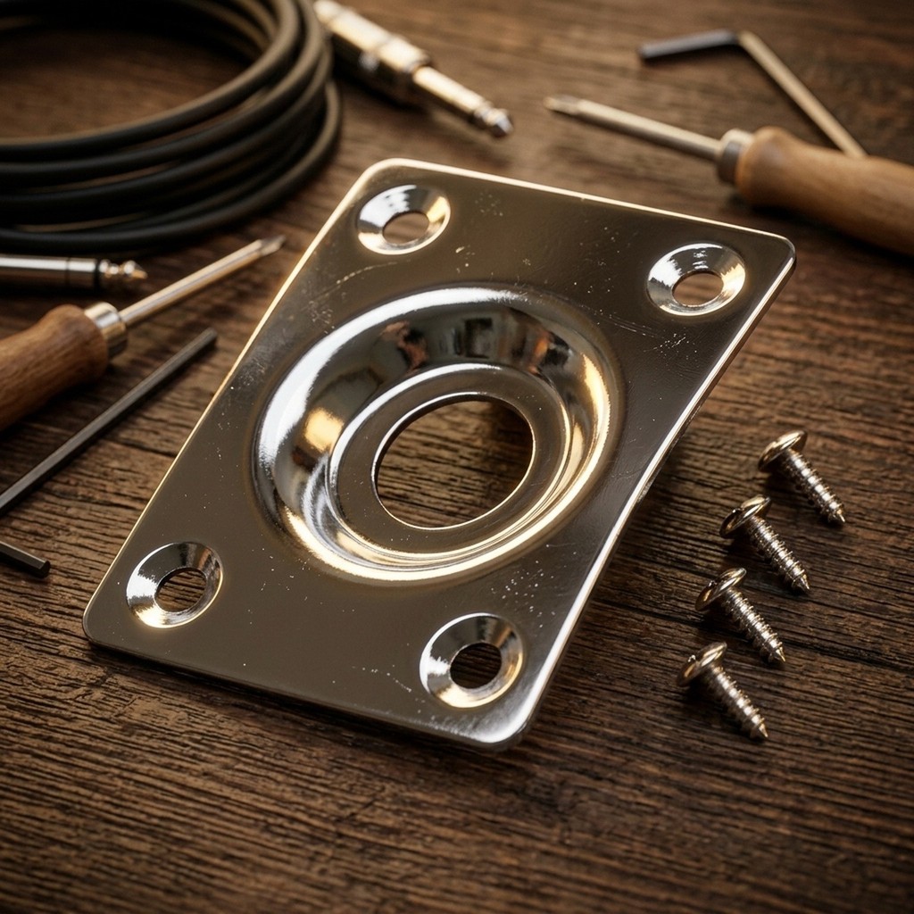 ALOR- ~& Screws Jack Plate For Les Paul Tele Style Electric Guitar Jack Plate Metal【Allforyo】