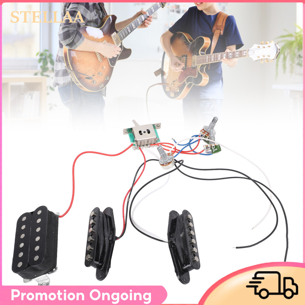 Stellaa Conjunto de captador de guitarra SSH bobinas duplas pretas baixo humbucker para ST Electric