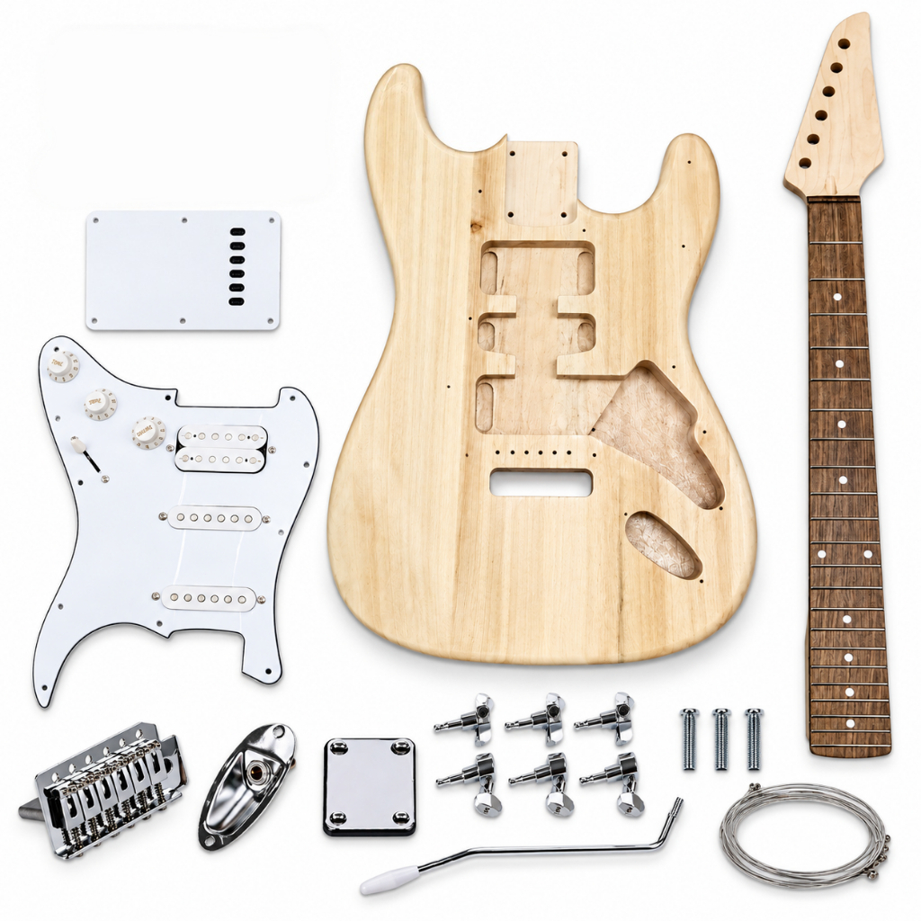 DIY ST Electric Guitar Set, Poplar Body/Oguman Neck, 6-series Electric Guitar, DIY Guitar Set, Jatoba Fingerboard