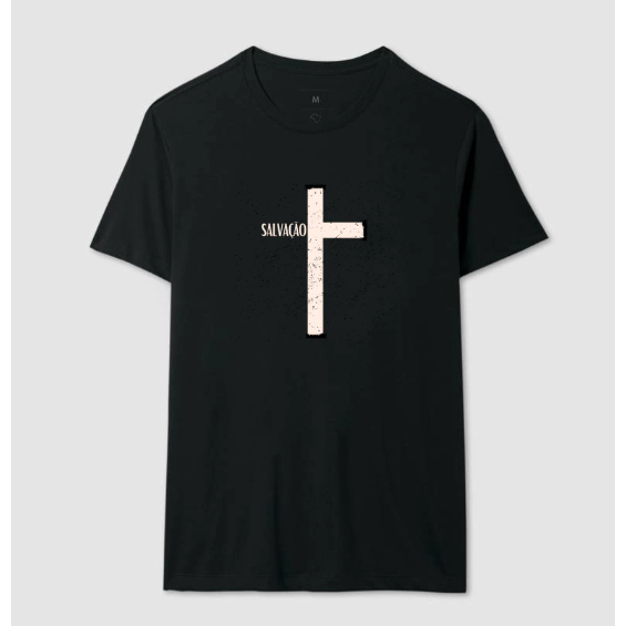 Camiseta Masculino Com Estamp Catoclica Jesus Cruz Salvação Verão 100% Algodão
