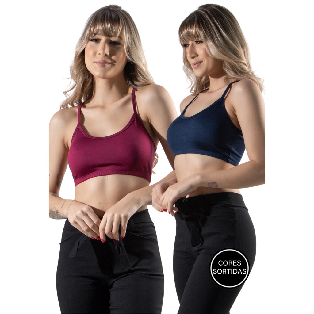 Kit 5 Tops Fitness Nadador Feminino Esportivo Alça Fina Academia Sem Bojo Com Elástico