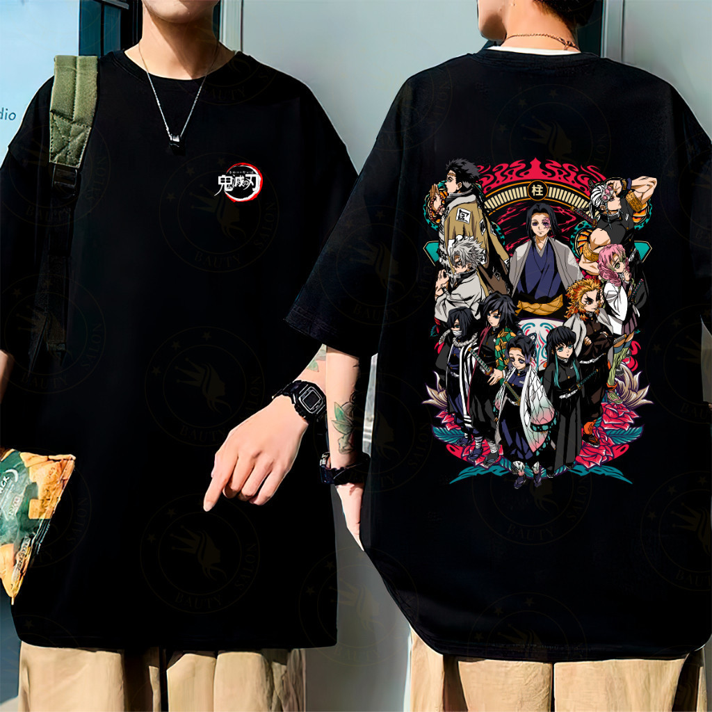 Camiseta Oversize Algodão Anime Demon Slayer Masculina Feminina