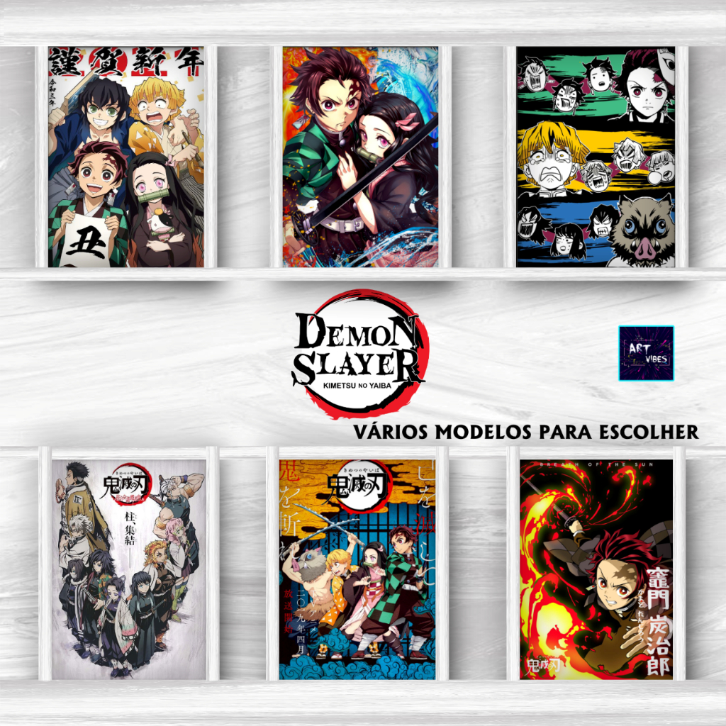 Kit Placas Decorativas Quadros Demon Slayer Kimetsu no Yaiba Has