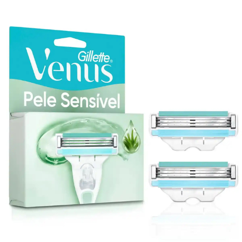 Carga Gillette Venus Pele Sensível 2 Unidades Refil Aparelho Depilatório Feminino