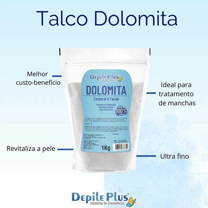 TALCO DOLOMITA CORPORAL E FACIAL 1KG