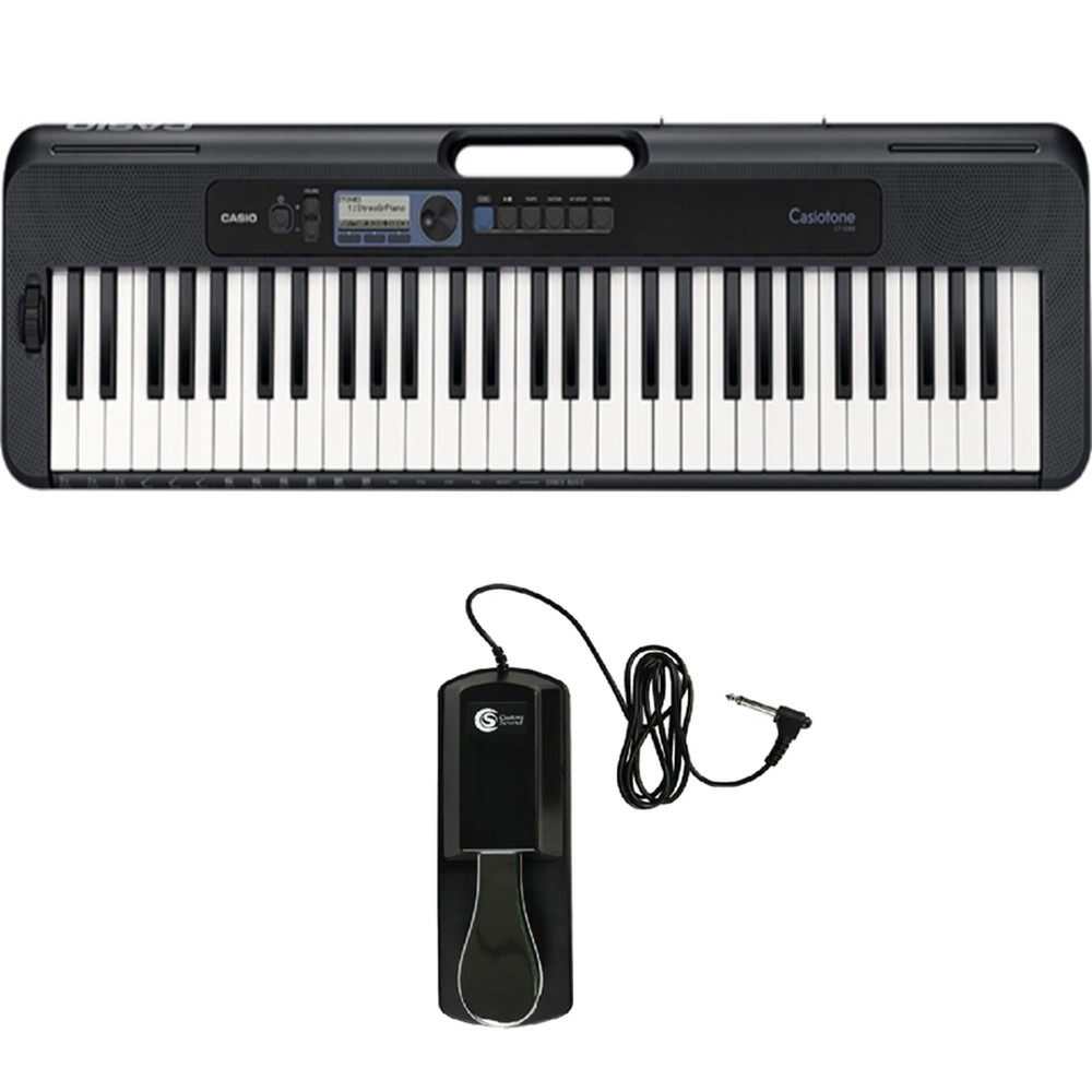 TECLADO MUSICAL CASIO CASIOTONE CTS300 BK BASICO DIGITAL + PEDAL SUSTAIN TECLADO CUSTOM SOUND CPS10 PRETA