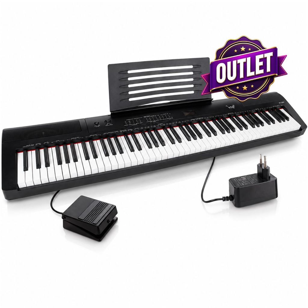 Kit Piano Digital Bravo BP6600 Preto 88 Teclas Sensitivas Bivolt com Pedal Sustain e Fonte Outlet