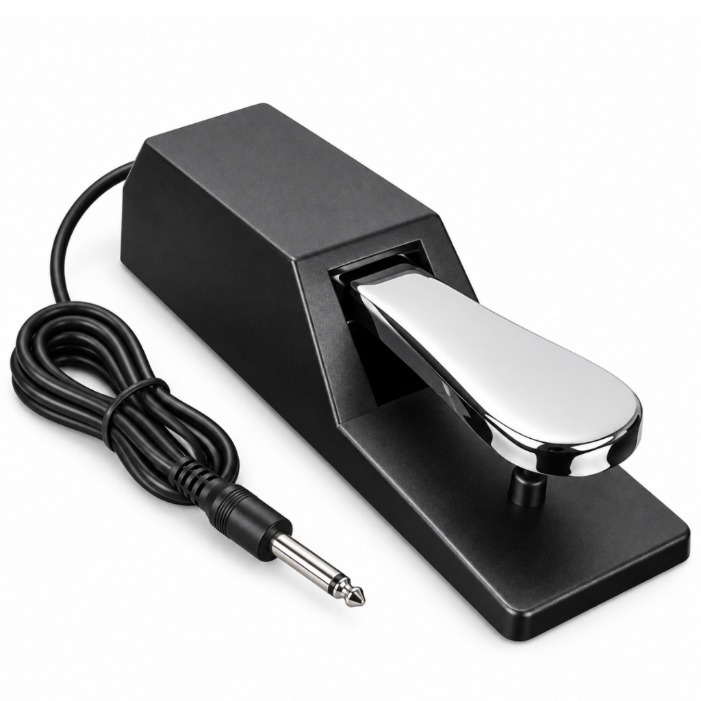 Pedal Sustain Teclado Universal Bertô Metal Cromado Chave Inversora de Polaridade Para Yamaha Roland Casio Piano Digital