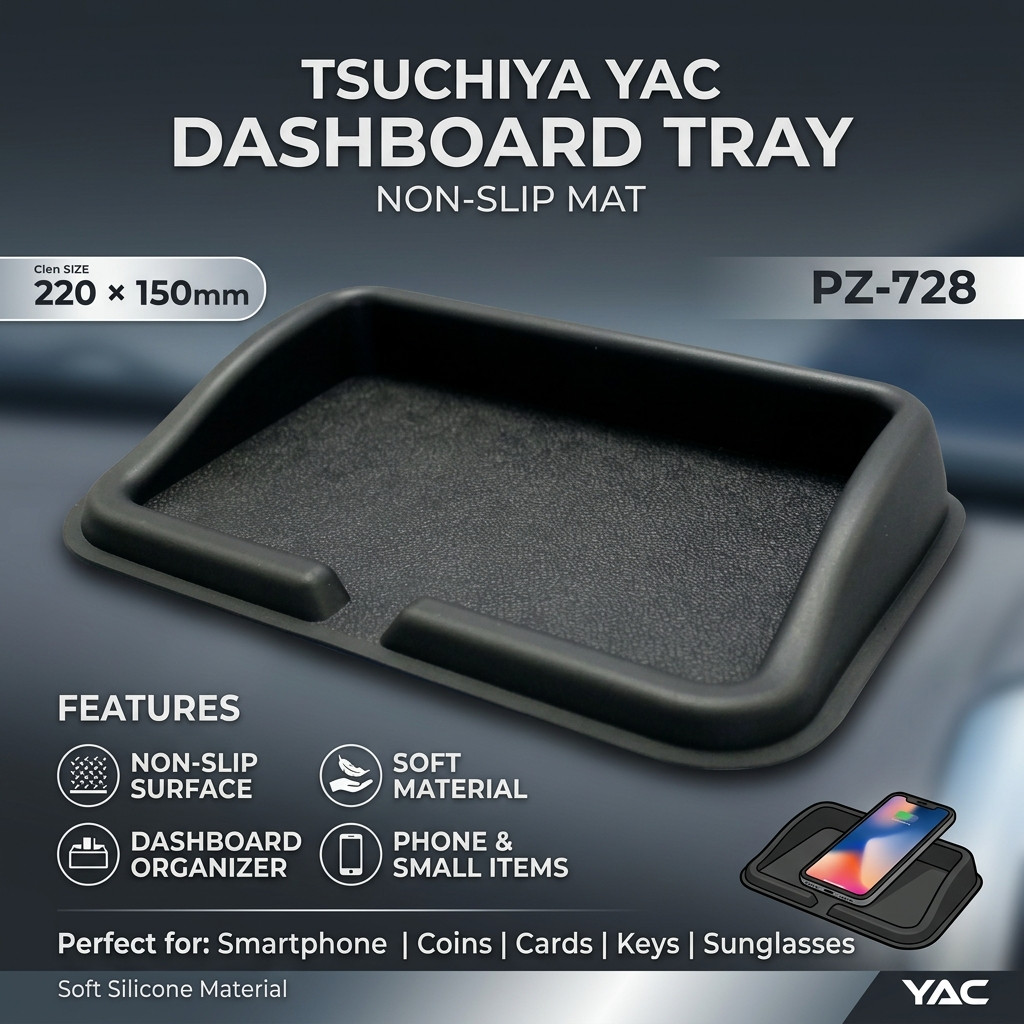 Tsuchiya Yac car interior accessory non-slip mat dashboard soft tray black 220×150mm PZ-728