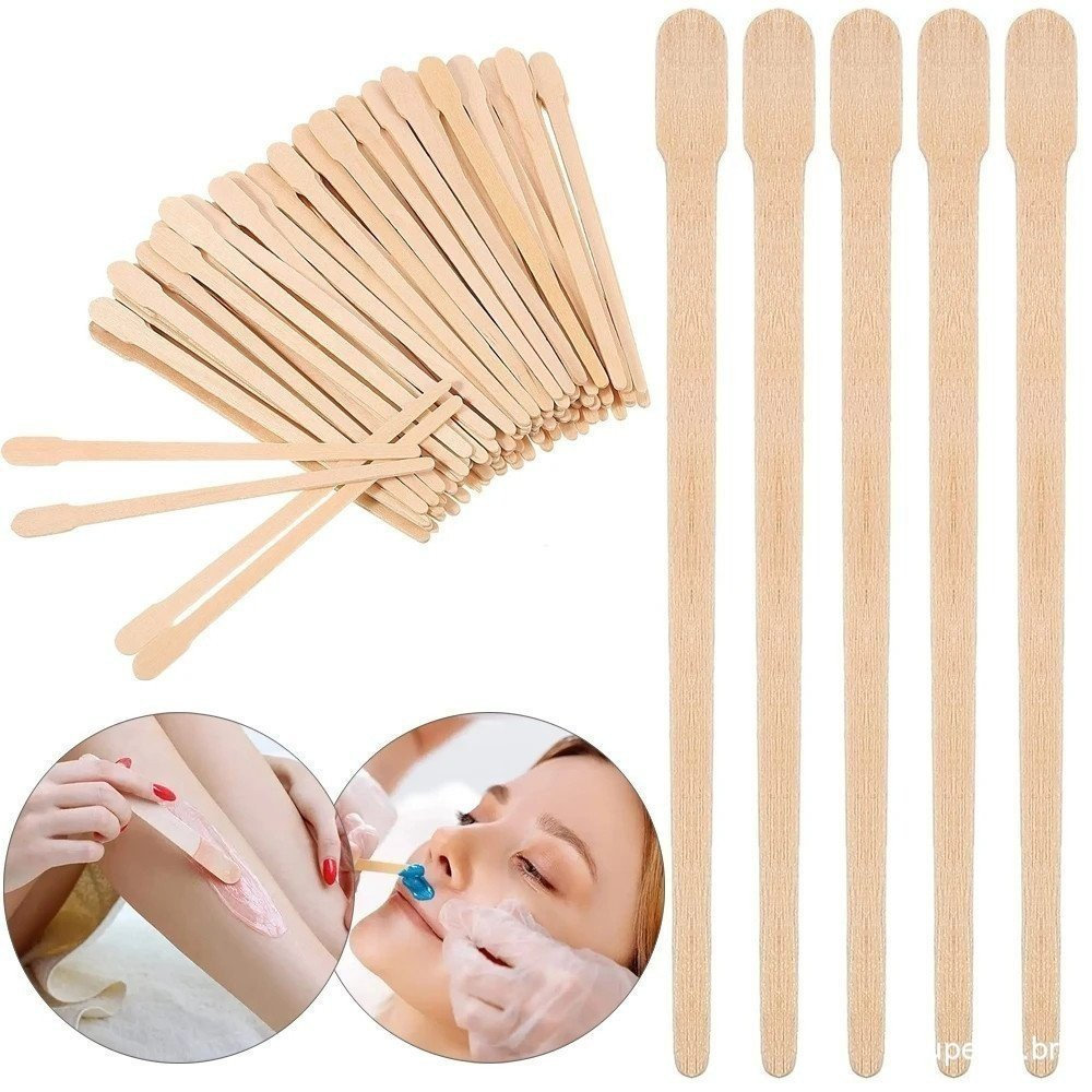 100pcs/lot Woman Waxing Sticks Beauty Toiletry Kits De Depilação Com Cera Mulher Espátula Descartáveis De Madeira Para C