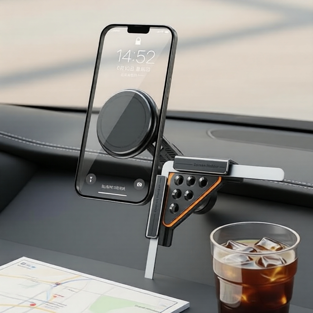 Suporte universal para celular em tela de carro - Giro 360°, ângulo ajustável, compatível com telas Tesla & BYD