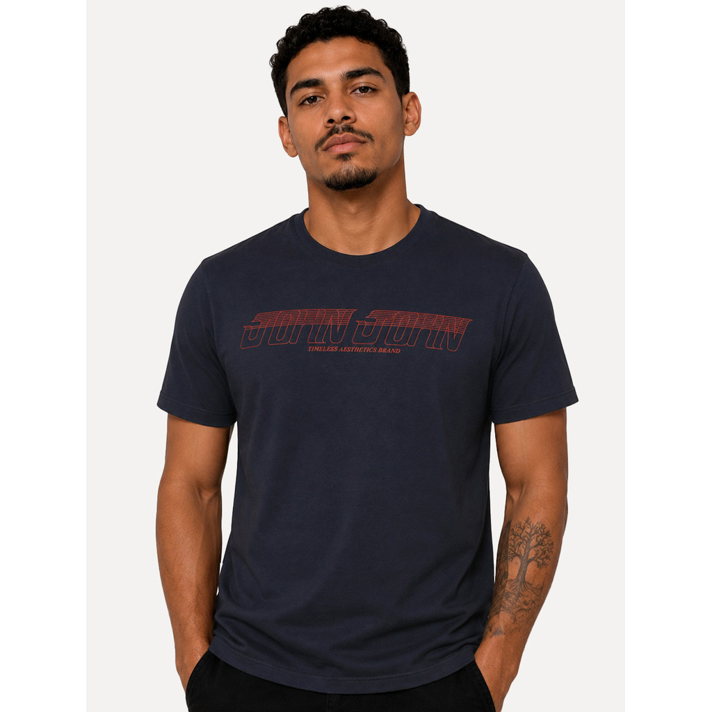 Camiseta John John Masculina Slim Fit Frequency Original Azul Marinho