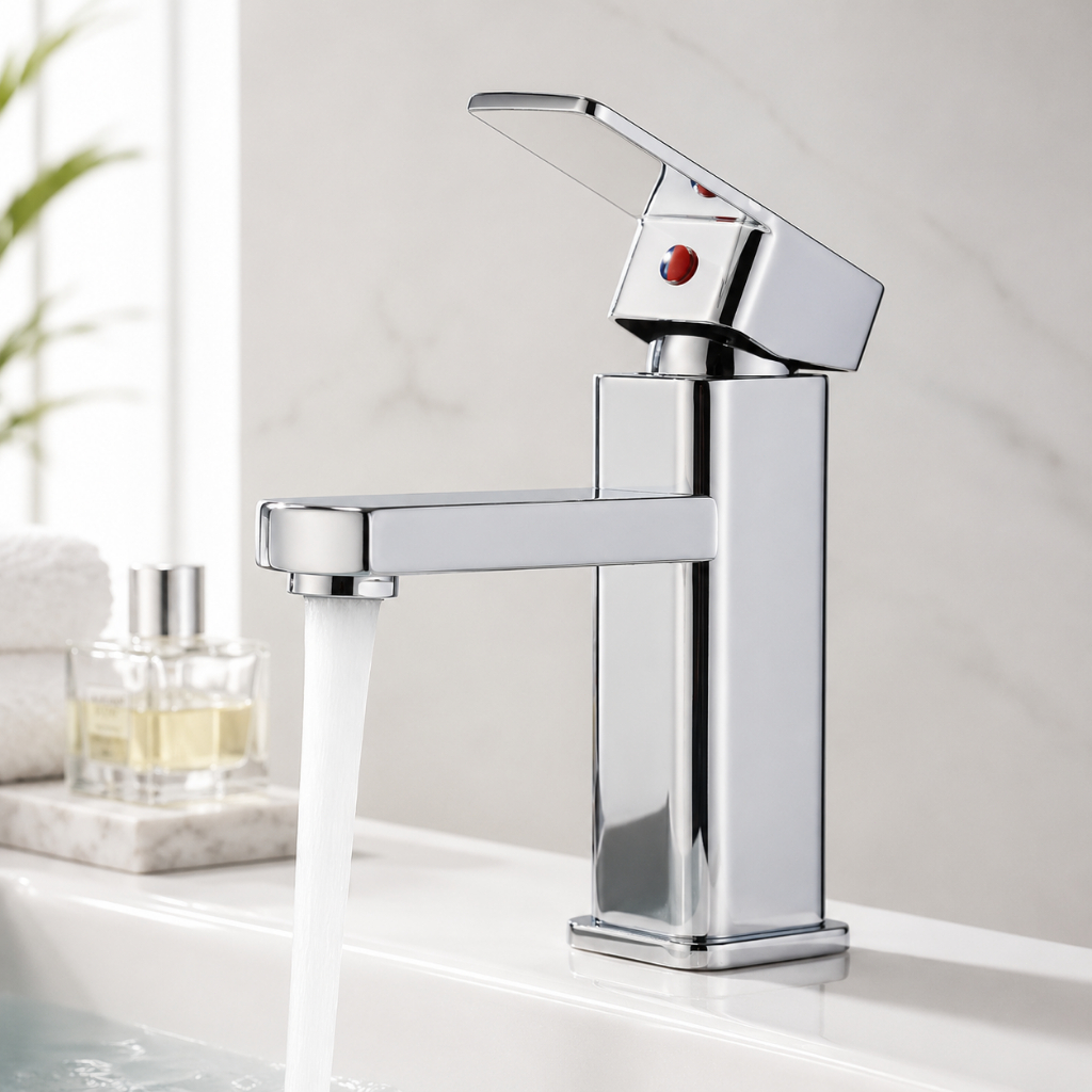 Modern Bathroom Faucet Metal Stainless Steel Lavatory Sink 1/2 Chrome Black Luxury