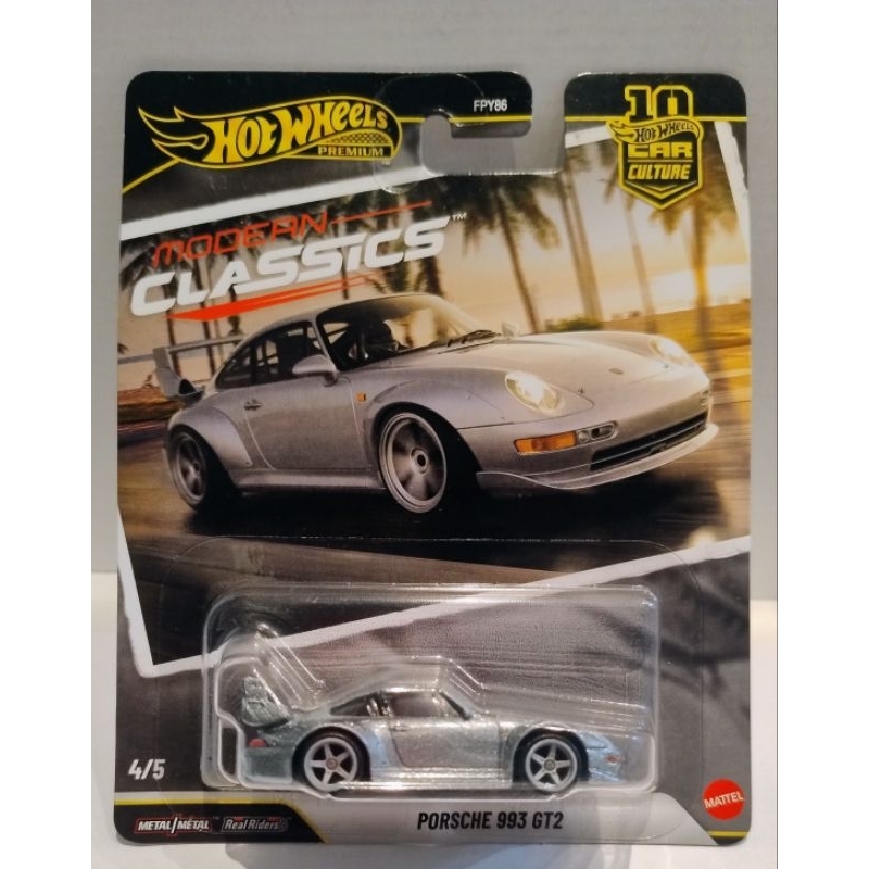 HOT WHEELS PORCHE 993 GT2 MODERN CLASSICS PREMIUM PNEUS DE BORRACHA MINI EM METAL 1:64