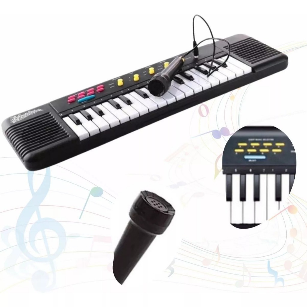 Electronic Keyboard teclado infantil com microfone cor preto 110V/220