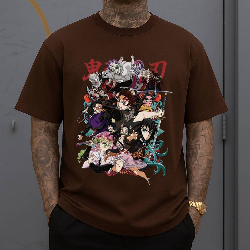 Camiseta Masculina Streetwear 100% Algodão Estampada Demon Slayer Camisa Unissex Premium