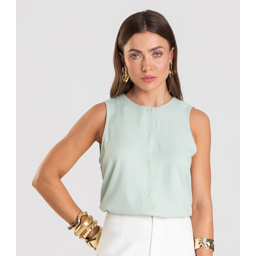 Colete Feminino em Tecido Viscose Dianna Verde