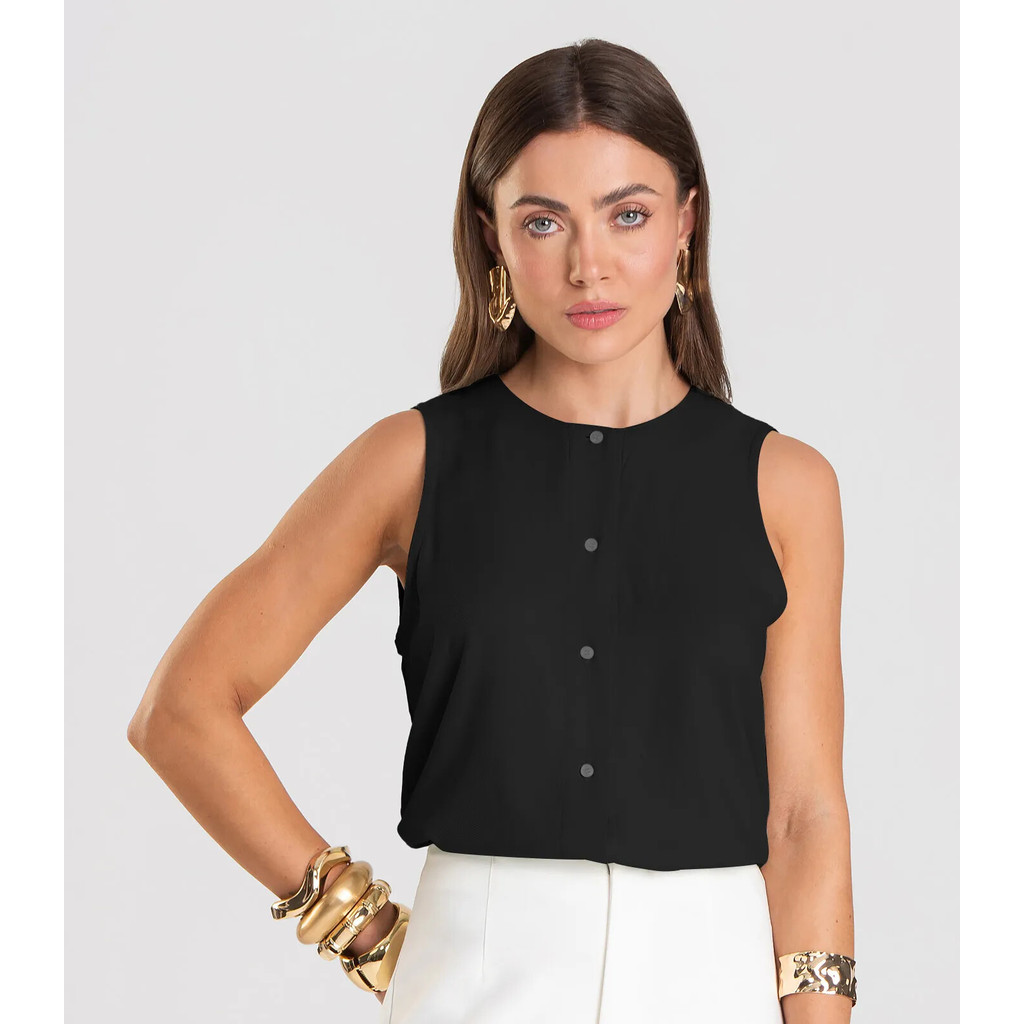 Colete Feminino em Tecido Viscose Dianna Preto