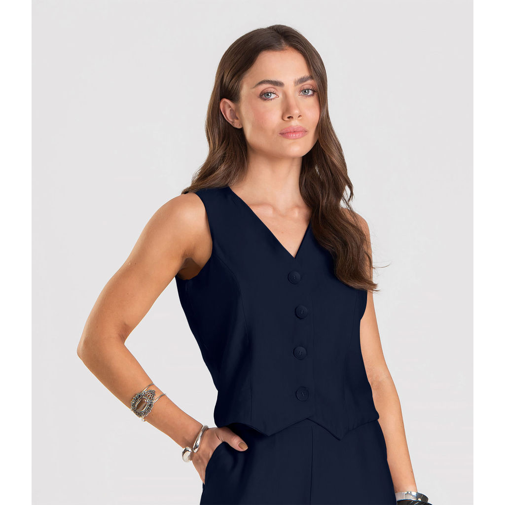 Colete Feminino em Tecido Alfaiataria Dianna Azul