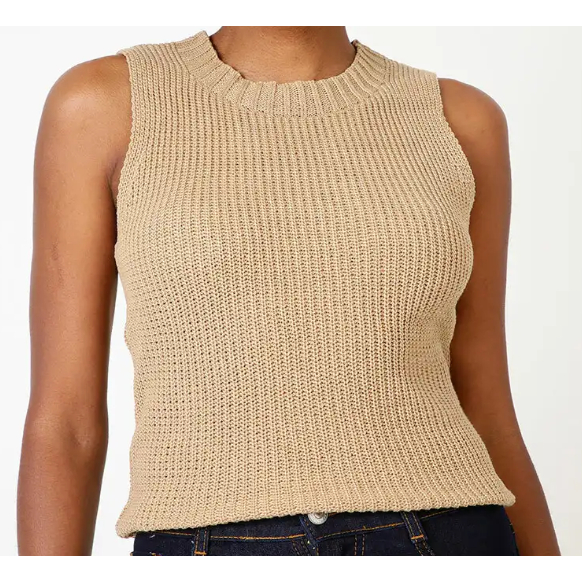 colete tricot ponto perola alto relevo decote redondo