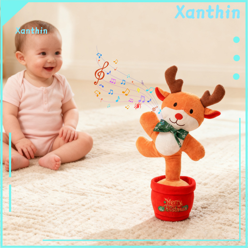 Christmas Dancing Plush Toy Holiday Celebration Companion Penguin Talking with Music Glowing Electronic Deer Repeating F