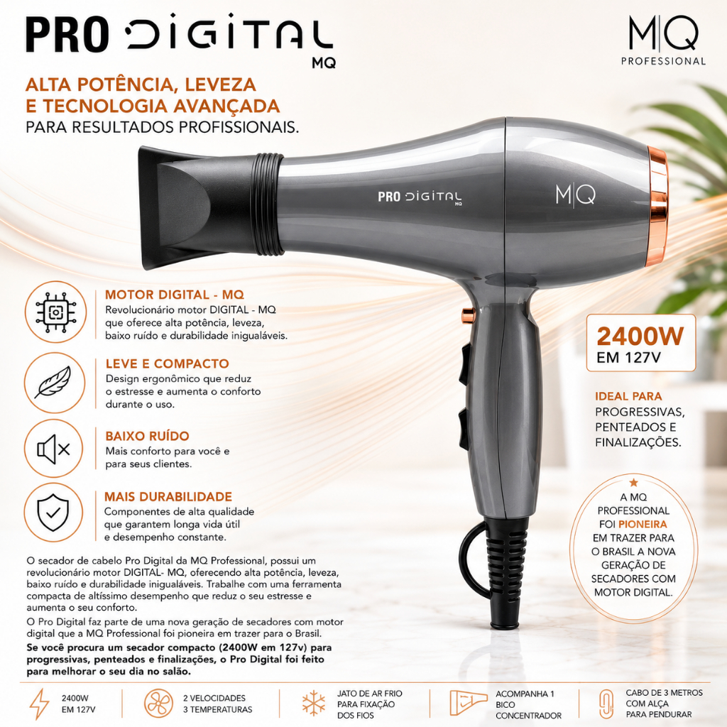 Secador MQ Professional Pro Digital Ion 2400w - 127V