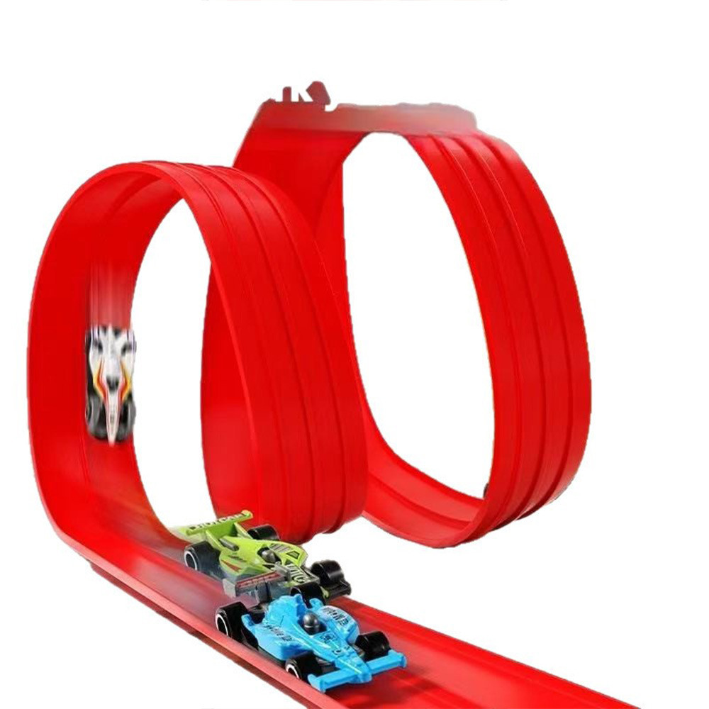 Flex Track Race Car Toy Set Lightweight Adjustable Racing Track With Metal Cars Suction Cups For Multi Player Fun