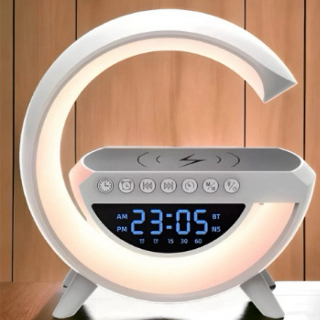 Caixa De Som Luminária G Speaker Smart Station Com Relógio