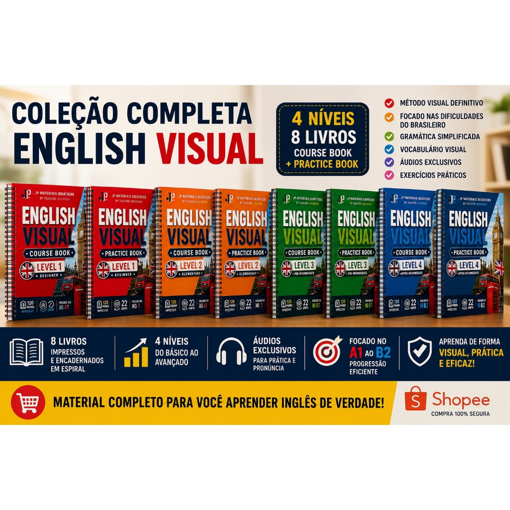 Kit Completo Livro Bilingue English Visual - Level 1 Beginner (Course Book + Practice Book)  + ONLINE PRACTICE