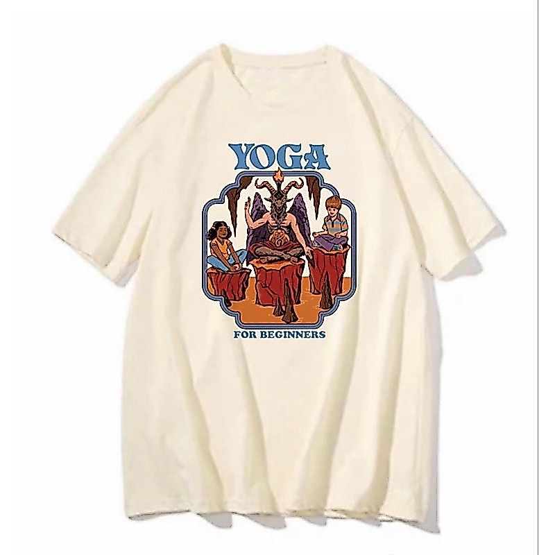 camiseta vintage yoga for beginners creme unisex