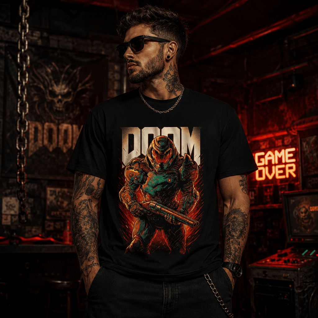 Camiseta Doom - Estampa Reticulada Algodão 30.1
