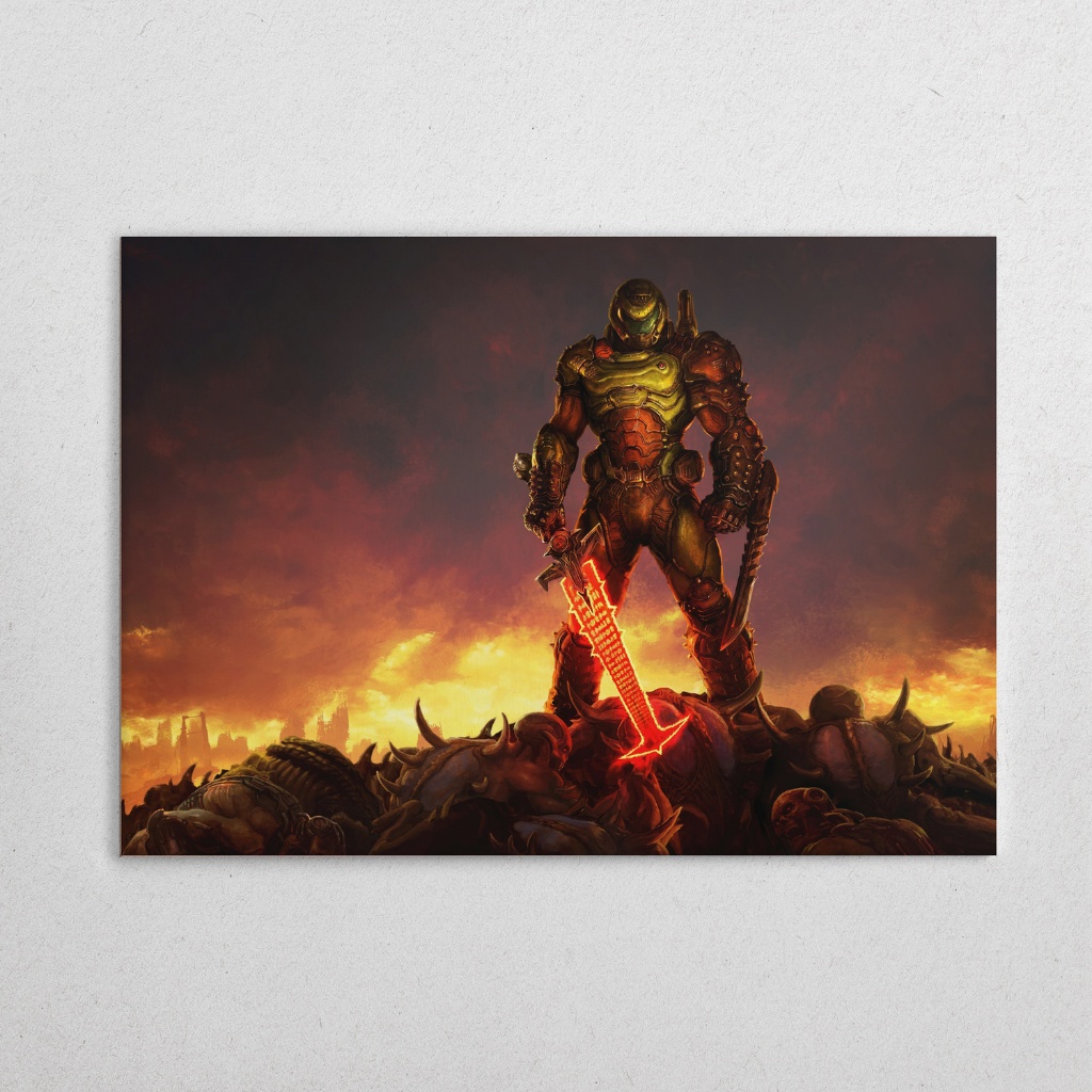 Placa Decorativa MDF Grande Doom Quadro Gamer Decoração & Parede