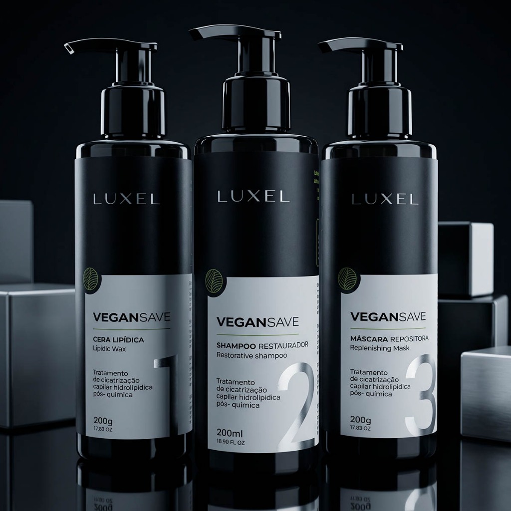 Kit VeganSave Cicatrização Capilar Pós Química Cera Lipídica 200g + Shampoo Restaurador 200ml + Máscara Repositora