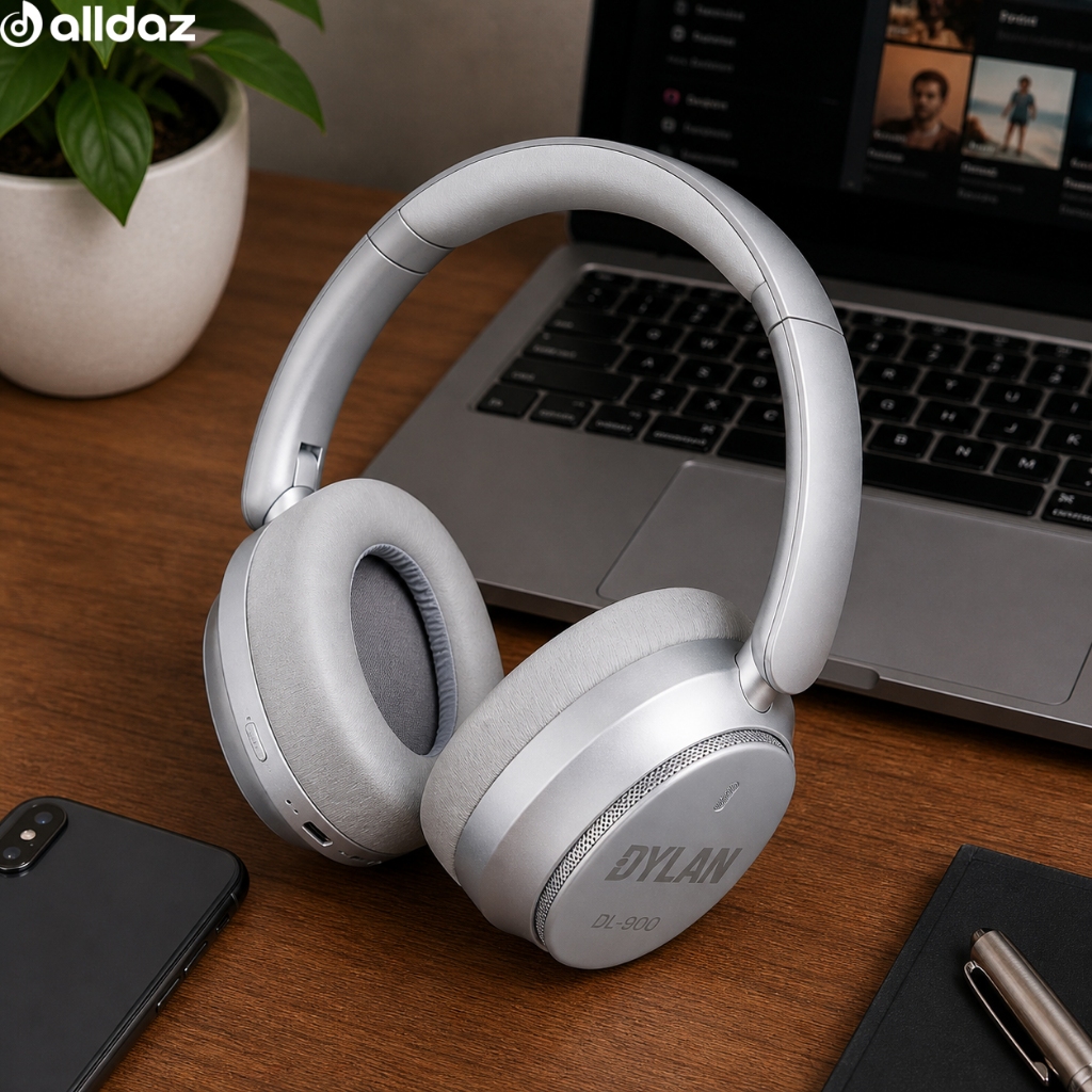 Fone Bluetooth Dylan DL-900 Cinza Sem Fio Headphone Over Ear Som Potente