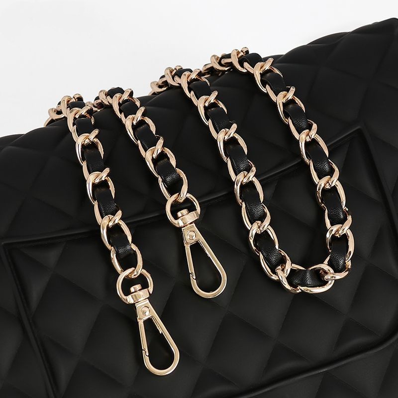 120 Cm Ouro Metal + Bolsa De Couro Ombro Alça De Corrente Substituição Crossbody Sling Acessórios Ferragem
