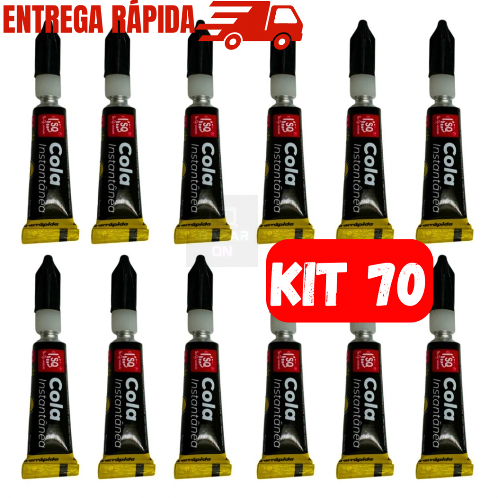 Kit 70 Super Cola Instantânea Cola Madeira Metal Plástico Couro Bonder Cola Tudo