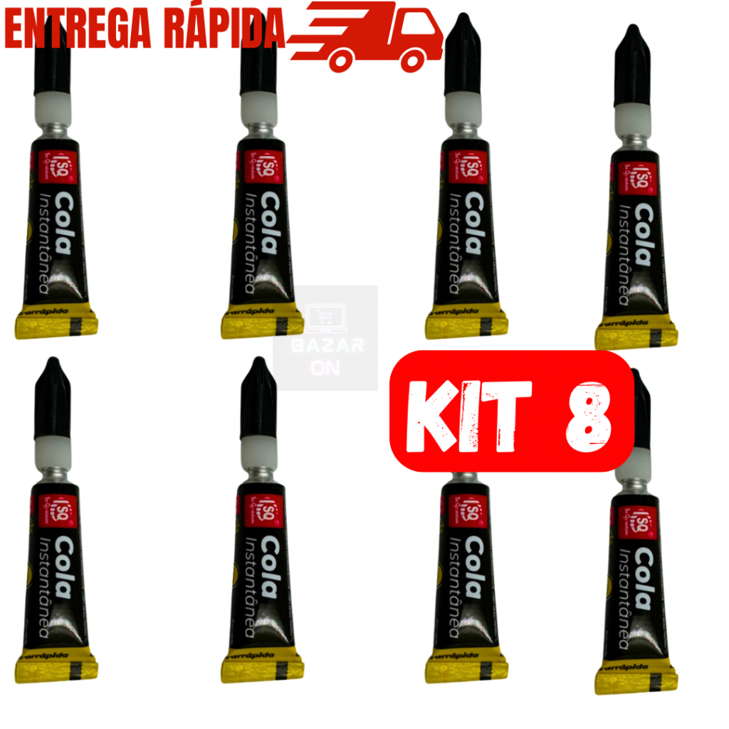 Kit 8 Super Cola Instantânea Cola Madeira Metal Plástico Couro Bonder Cola Tudo