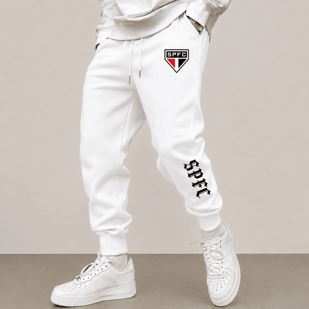 Calça moletom unissex em algodão premium slim fitness gym São Paulo Dragão da Real SPFC  exclusiva
