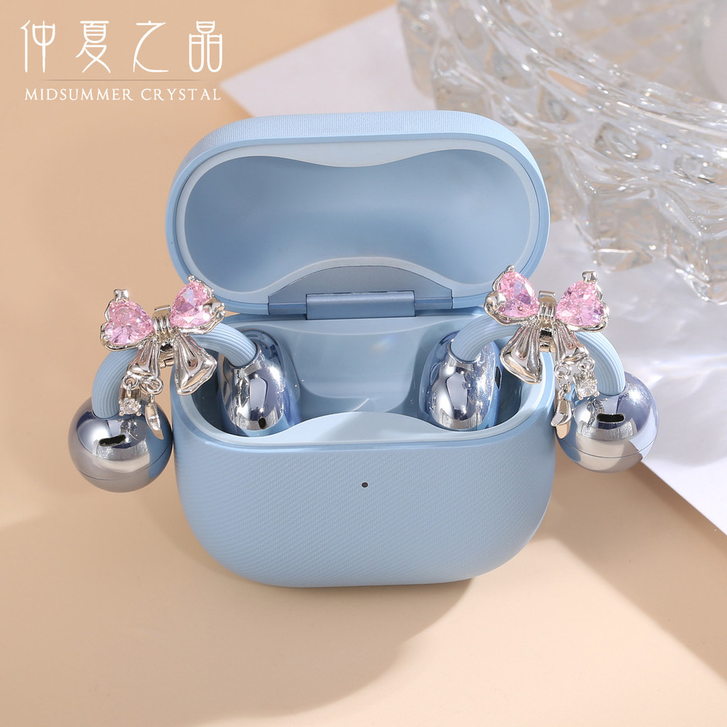 Clipe De Orelha De Diamante Com Laço Rosa Para Fone De Ouvido FreeClip Chaveiro De Strass Brilhante Acessórios