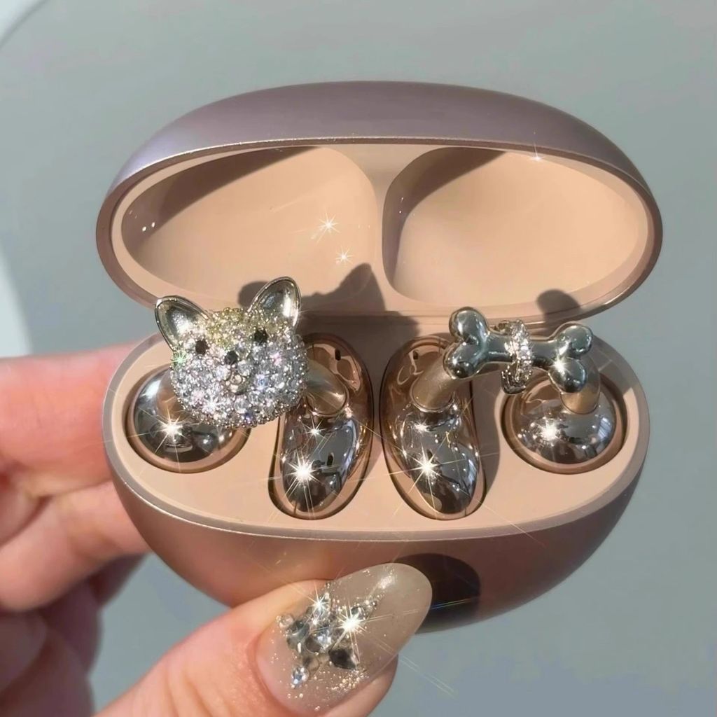 1 Par De Clipe De Orelha Com Fivela De Diamante Em Formato De Cachorro Para Fones De Ouvido FreeClip , Faça Você Mesmo ,
