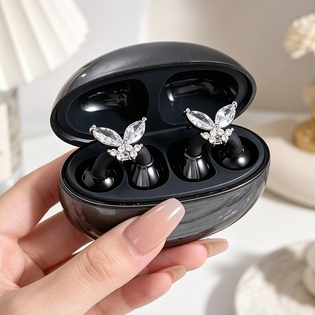 1 Par De Clipe De Orelha De Borboleta Brilhante Para FreeClip E Em Fones De Ouvido Com Fivela De Diamante De Zircônia Co
