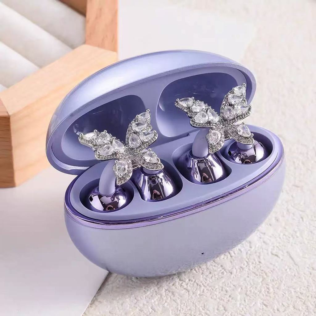1 Par Arco Diamante Clipe De Orelha Para FreeClip Fones De Ouvido Completo Zircão Brilho Fivela Luz Luxo Fone Charme