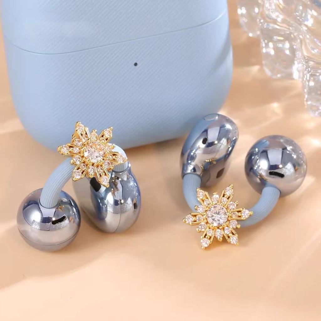 1 Par De Clipe De Orelha De Micro Zircão De Floco De Neve Para FreeClip E Em Fones De Ouvido Fivela De Diamante Removíve