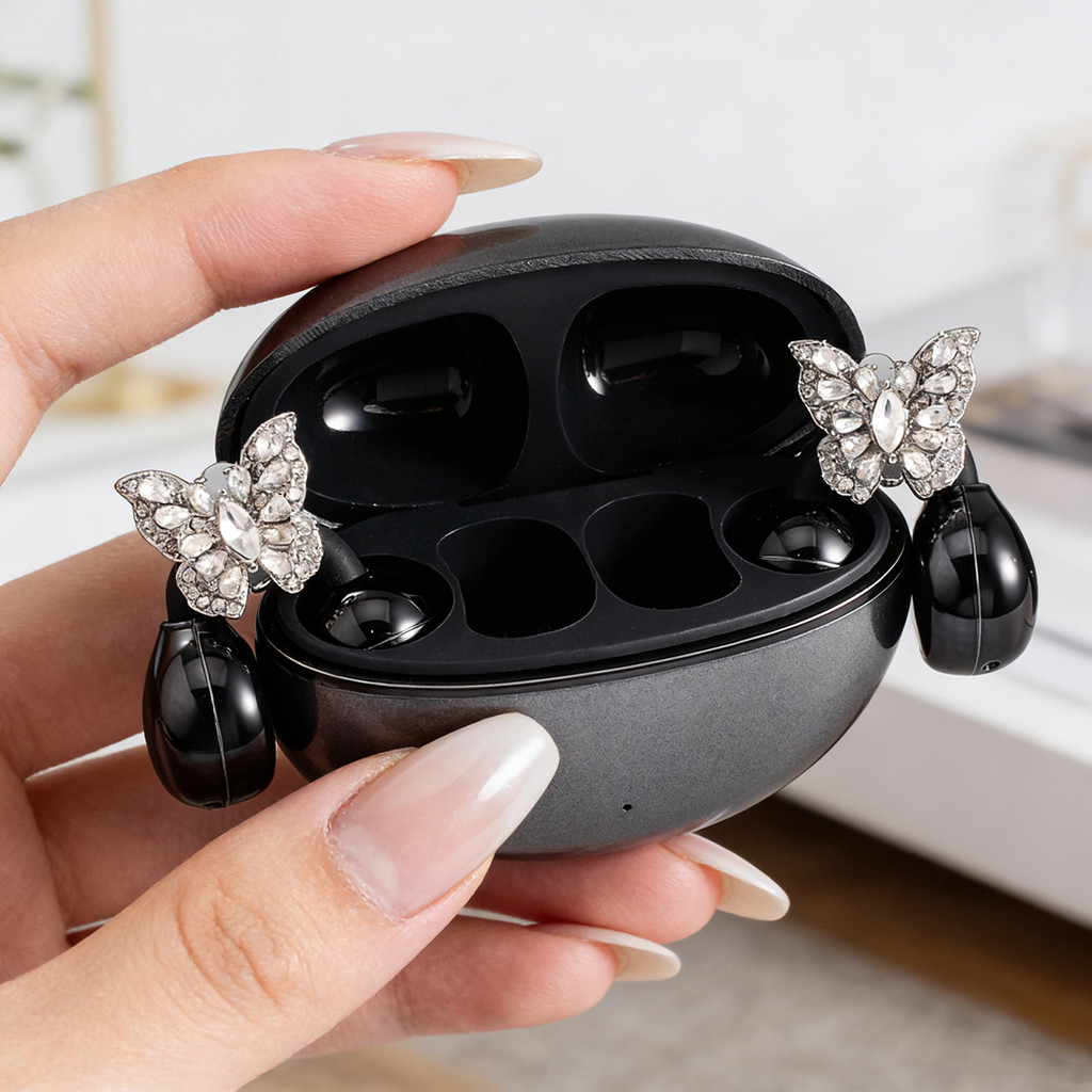 1 Par De Clipe De Orelha De Borboleta De Zircônia Completa Para FreeClip E Em Fones De Ouvido Brilho Fivela De Diamante