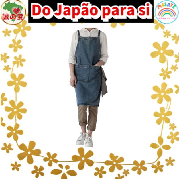 Hachibanya Cafe Apron, H-Shaped Linen Blend, Adjustable Cross Back, Nordic Style 【Do Japão para você】