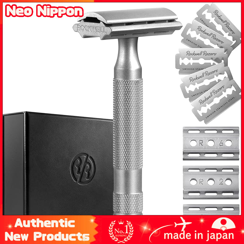 Rockwell Razors 6S Adjustable Stainless Steel Double Edge Safety Razor with 5 Blades USA Made
