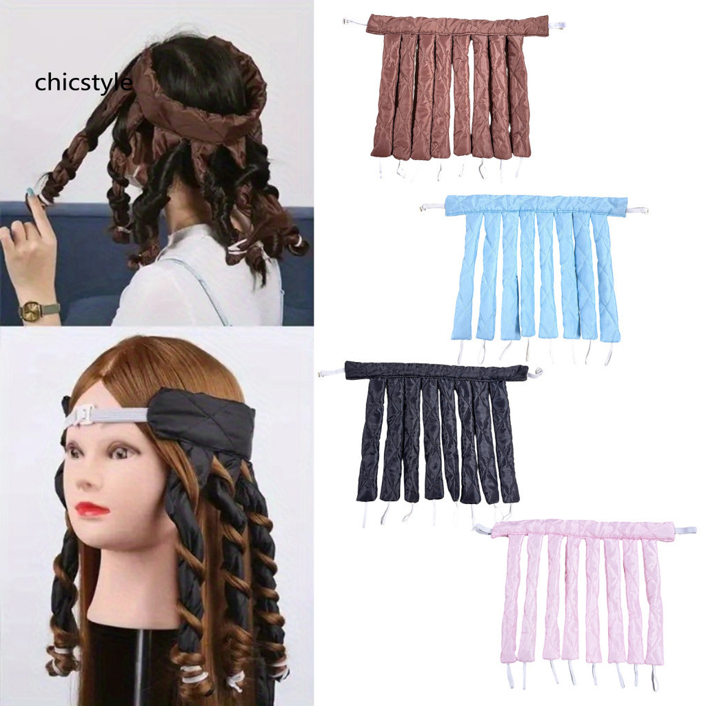No Heat Hair Curler Curling Rod Headband with Adjustable Strap – Soft Overnight for Long Eight Claw Roller Styling Too