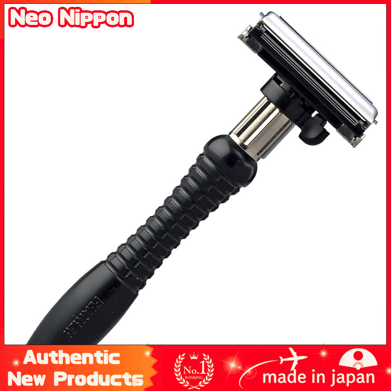 FEATHER Adjustable Double Edge Razor Holder with Stainless Steel Blades - Premium Shaving Kit for Men, Includes 2 Replac